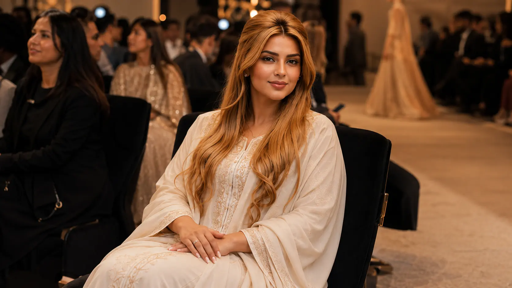 Dubai fashion event with elegant UAE fashion model