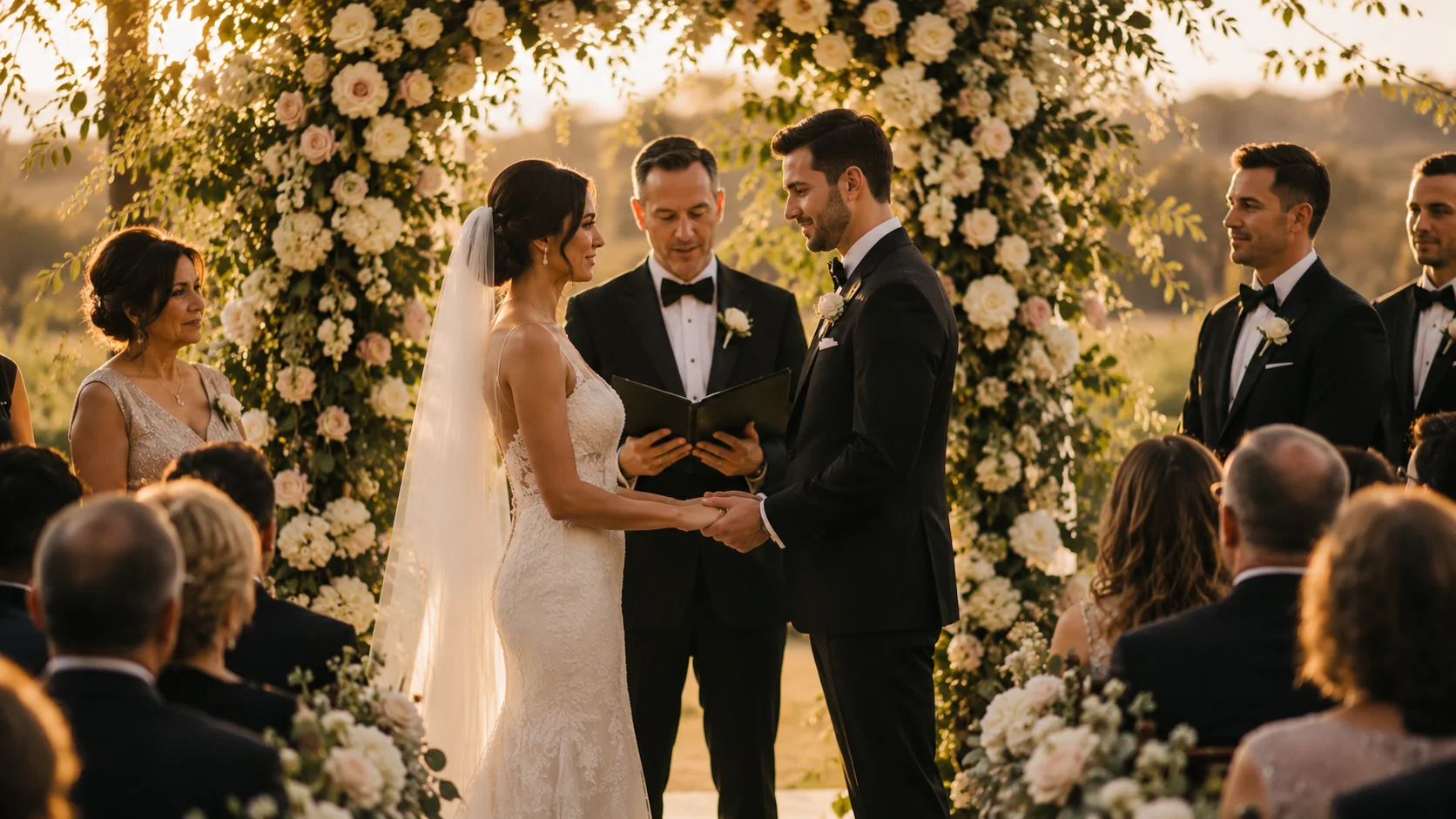Bride and groom exchanging vows during the wedding ceremony