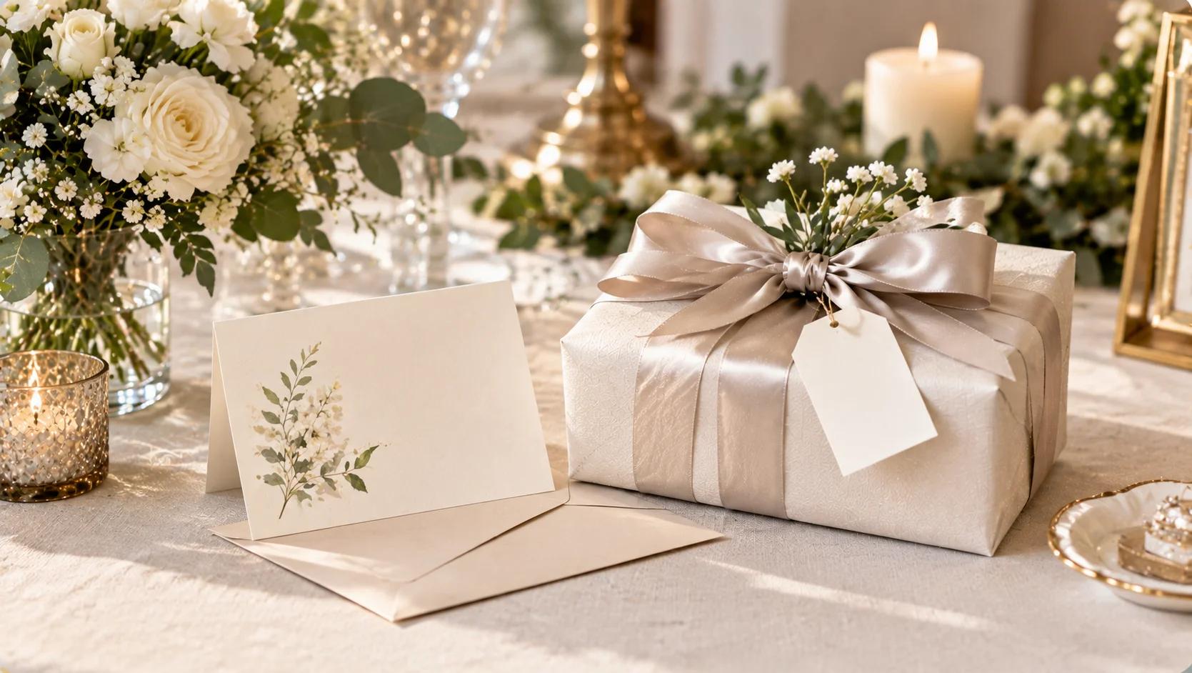 Cash wedding gift with congratulations card and envelope