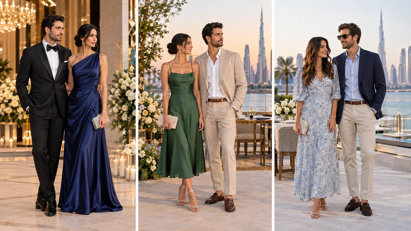 Formal cocktail and casual wedding guest dress codes