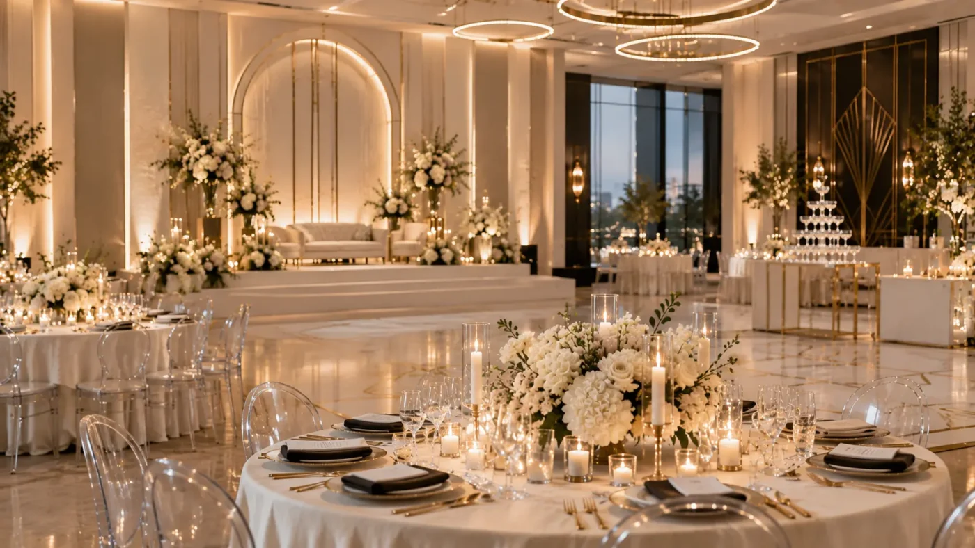 Modern-minimalist-wedding-reception-with-elegant-Art-Deco-gold-details