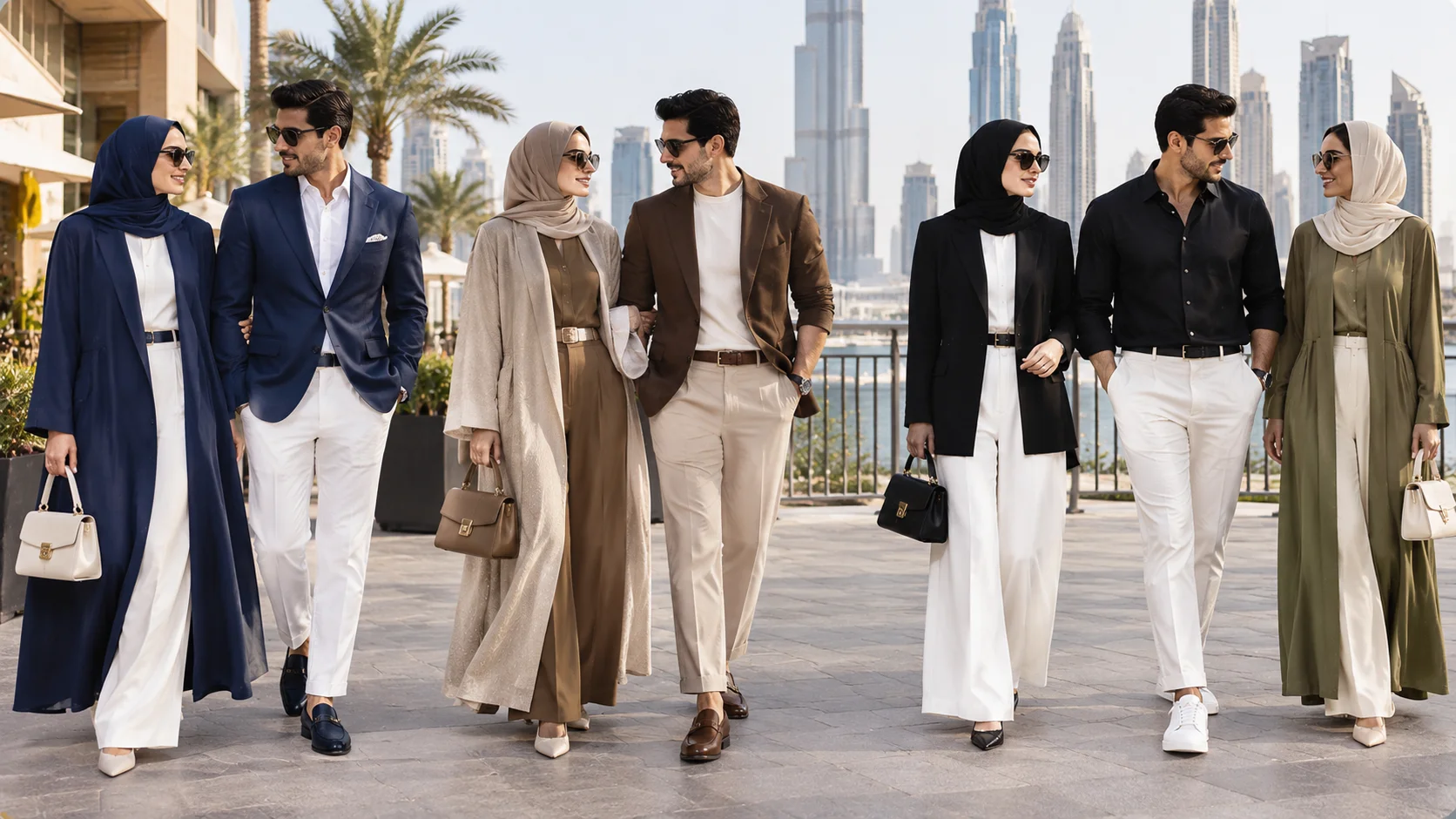 Stylish outfits showing different color combinations for clothes