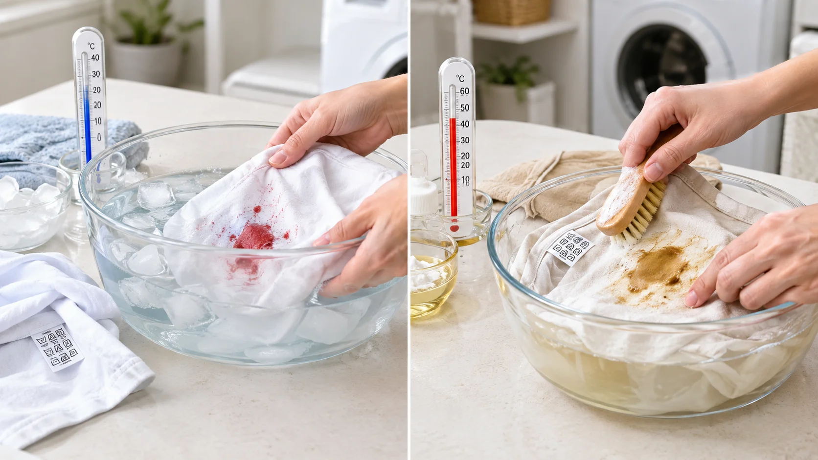 Using cold or warm water for different clothing stains
