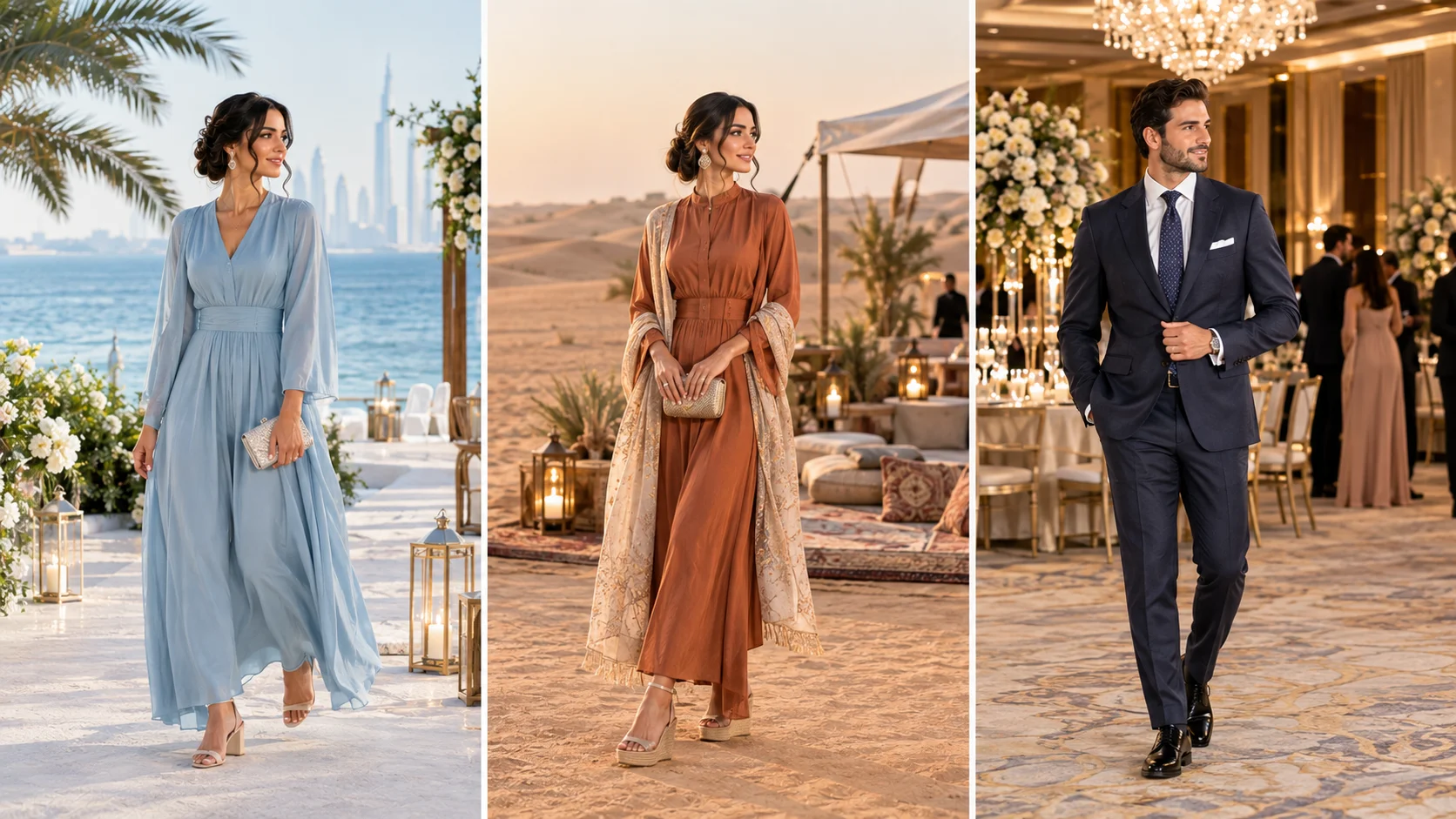 Wedding guest footwear for beach desert and ballroom venues in Dubai