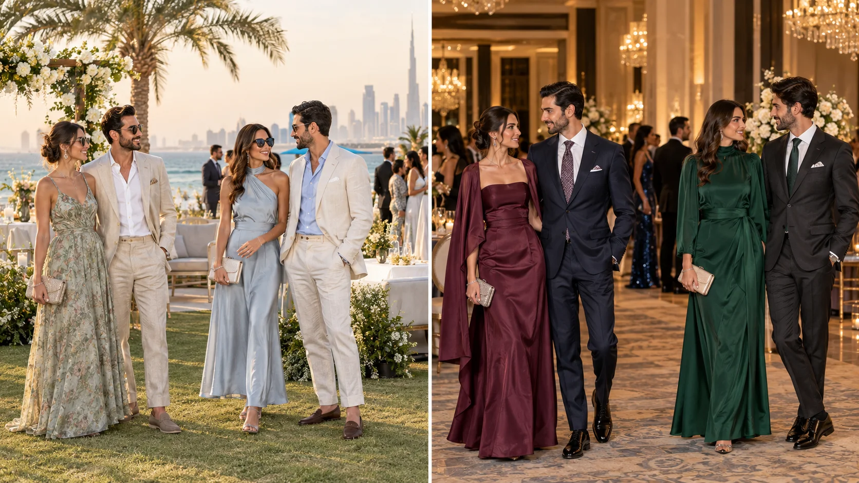 Wedding guest outfits for Dubai outdoor and indoor seasons