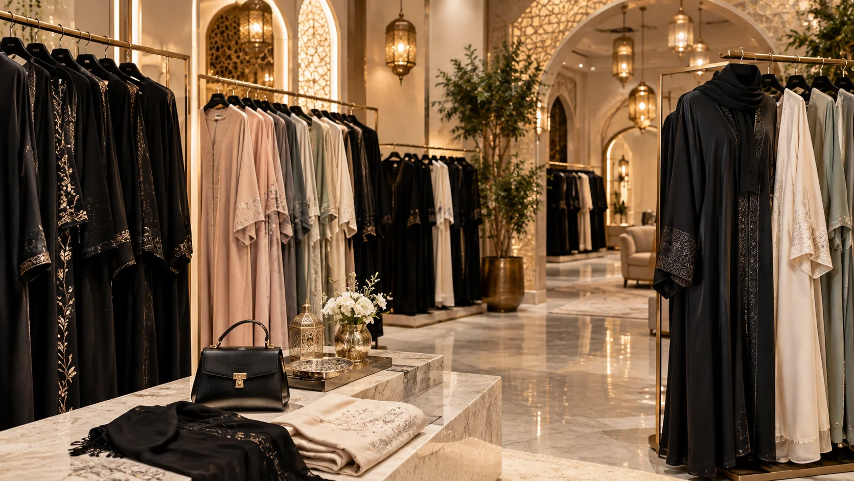 Abayas on display in a Dubai boutique